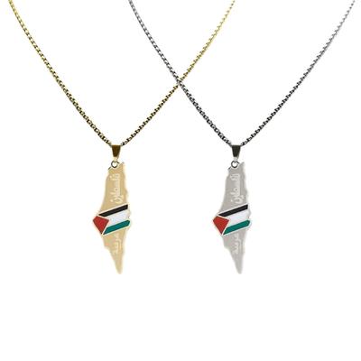 Ρυθμιζόμενο Κολιέ Εθνικού Στυλ Ανοξείδωτη Αλυσίδα Λαιμού Μοντέρνα Κολιέ με Χάρτη Παλαιστίνης Μοναδικά Κοσμήματα για Καθημερινή Χρήση