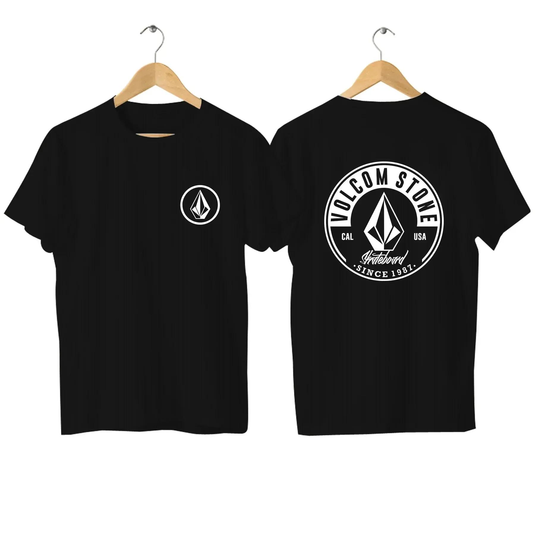 Herren Mode T-Shirt, Oversized Baumwolle Beidseitig Lässig Volcom Stone T-Shirt, Grafisches Sport T-Shirt, Atmungsaktive Streetwear M