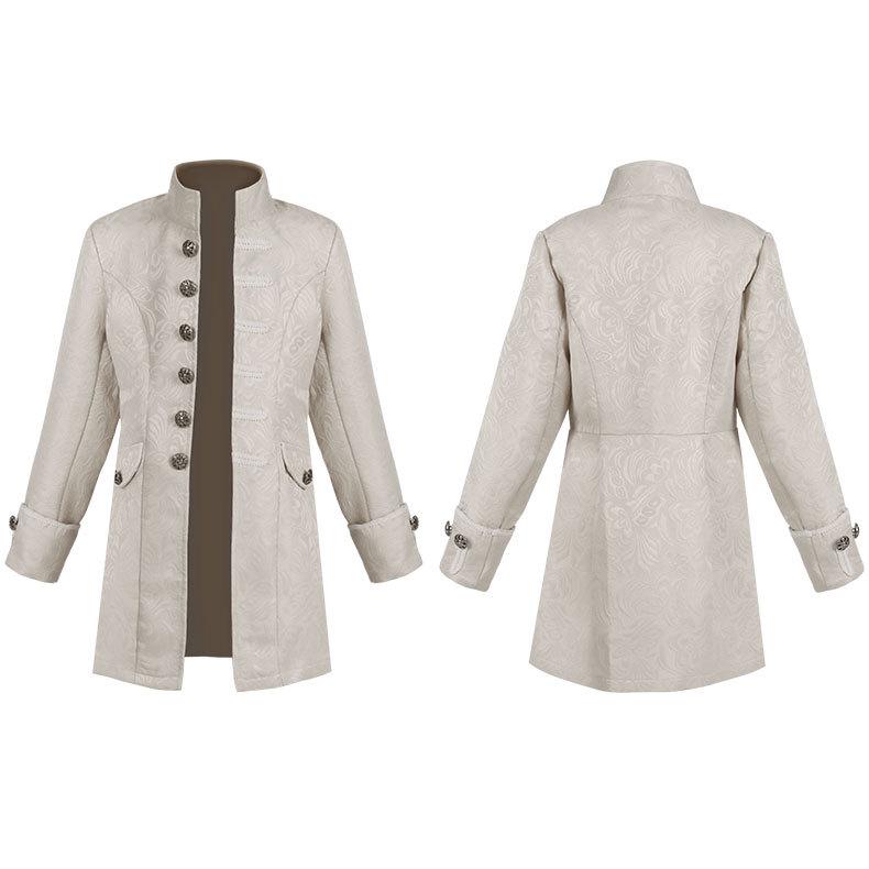 2022 European & American Men's and Boys' Steampunk Retro Solid Color Stand-up Collar Coat