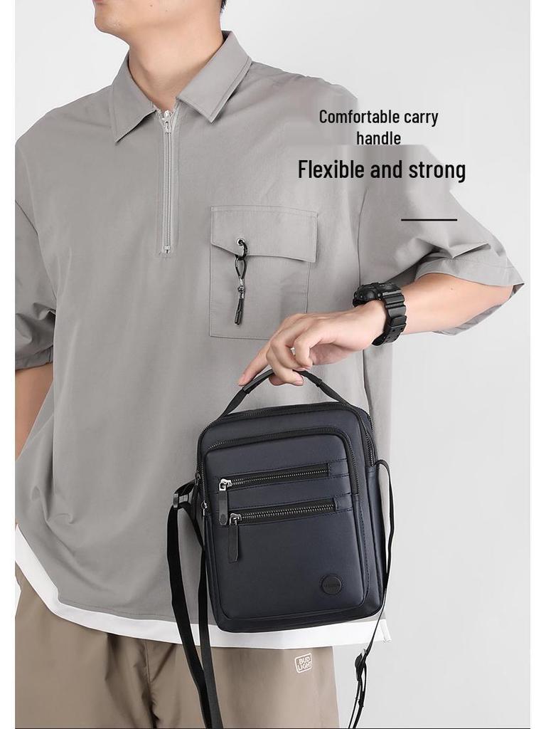 Men's Large Capacity Oxford Cloth Business Backpack & Crossbody Bag - Black