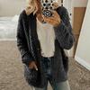 Plush Women Winter Coat Thicken Solid Color Long Sleeves Cozy Keep Warm Cardigan Plus Size Single-breasted Lady for Outdoor