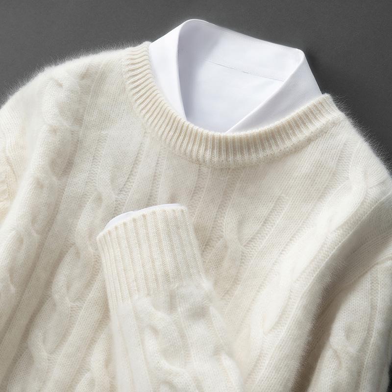 Men's Cashmere Cable Knit Round Neck Sweater - Autumn/Winter Collection