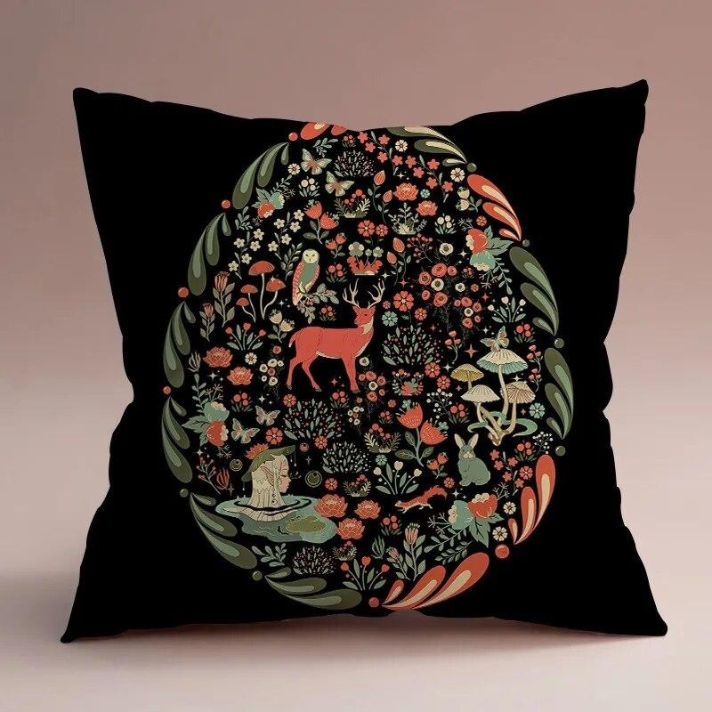 Luxury Home Decor Cushion Cover Chinese Style Creative Floral Pattern Print Pillow Cover Car Sofa Cushion Cover