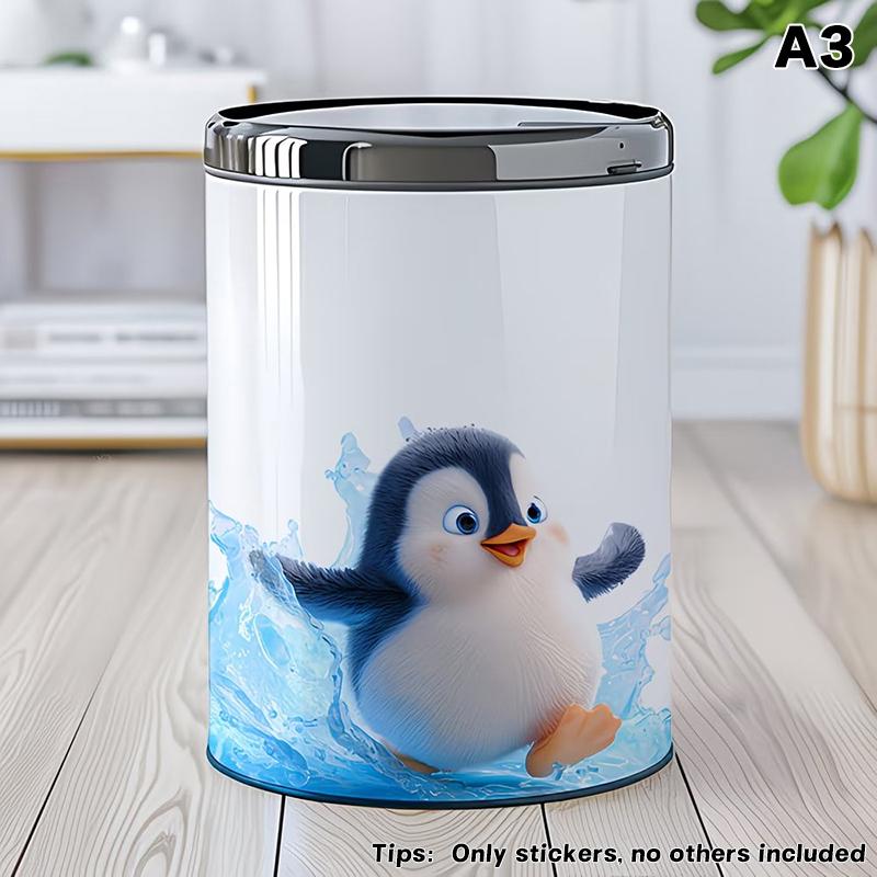 

Cute Panda Penguin Trash Can Sticker Fashion Glasses Animal Decorative Wall Sticker Self-Adhesive Removable Home Decoration A3