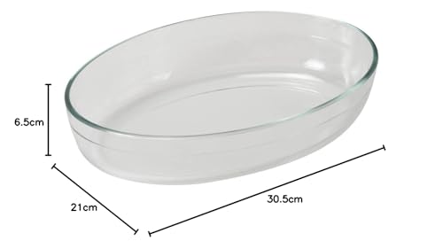 Pyrex Oval Roaster Dish, Heat-Resistant Glass, Microwave, Oven, and Dishwasher Safe, 2.2L H, CP-8548