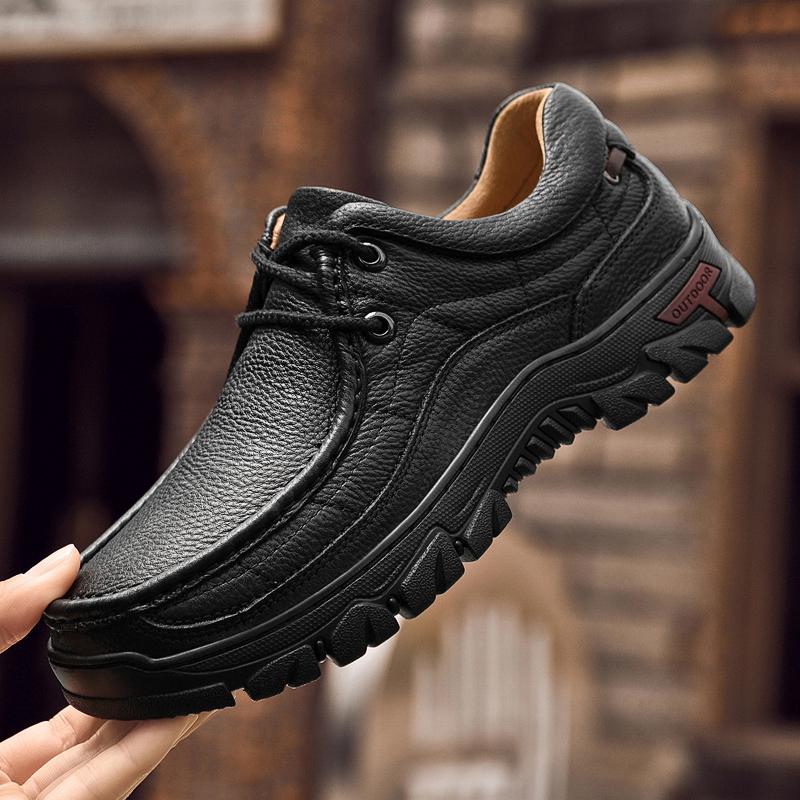 New Trend Mens Genuine Leather Casual Shoes Outdoor Sneakers Comfy Oxford Shoes High Quality Treking Footwear Non-slip Trainers