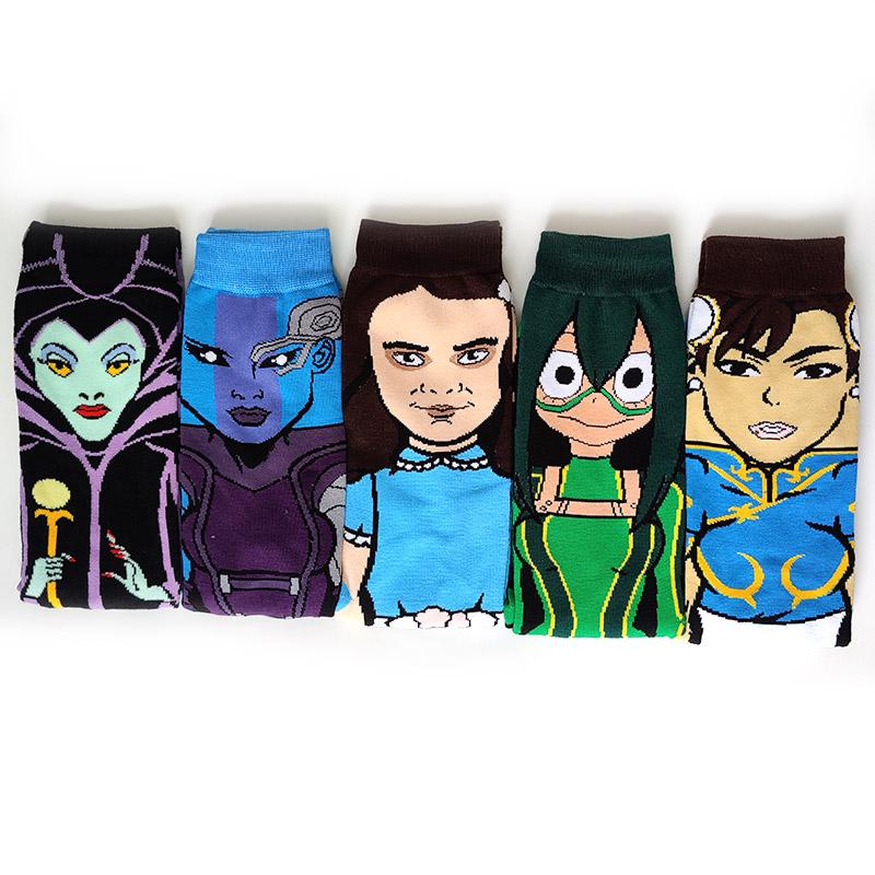 5 Pairs/Pack Men Funny Socks Casual Hip Hop Creative Cartoon Novelty Calcetines Hombre Street