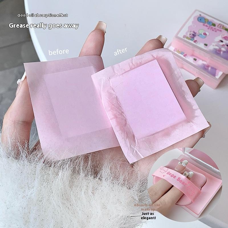 100Sheets Oil Blotting Papers With Case And Makeup Puff Oil Absorbing Sheets Bamboo Charcoal Face Oil Blotting Sheets For Makeup
