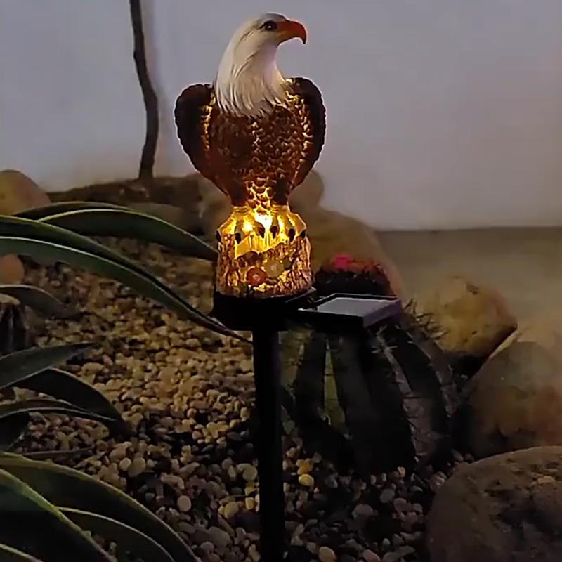 Solar Powered LED Lights Garden Lawn Lamps Eagle Shape Ornament Lighting Waterproof Ground Plug Light Outdoor Yard Solar Lamps