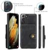 For Samsung Galaxy S22 5G Case JEEHOOD J01 Retro Leather Phone Back Cover with Detachable Magnetic Card Holder