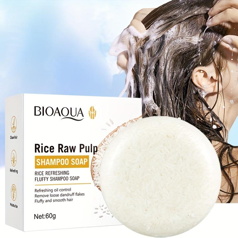 Rice Puree Deep Cleansing Shampoo Soap,Remove Loose Dandruff Flakes,Split Ends,Moisturize and Smooth Hair,Fresh Oil Control Cleaning Soap