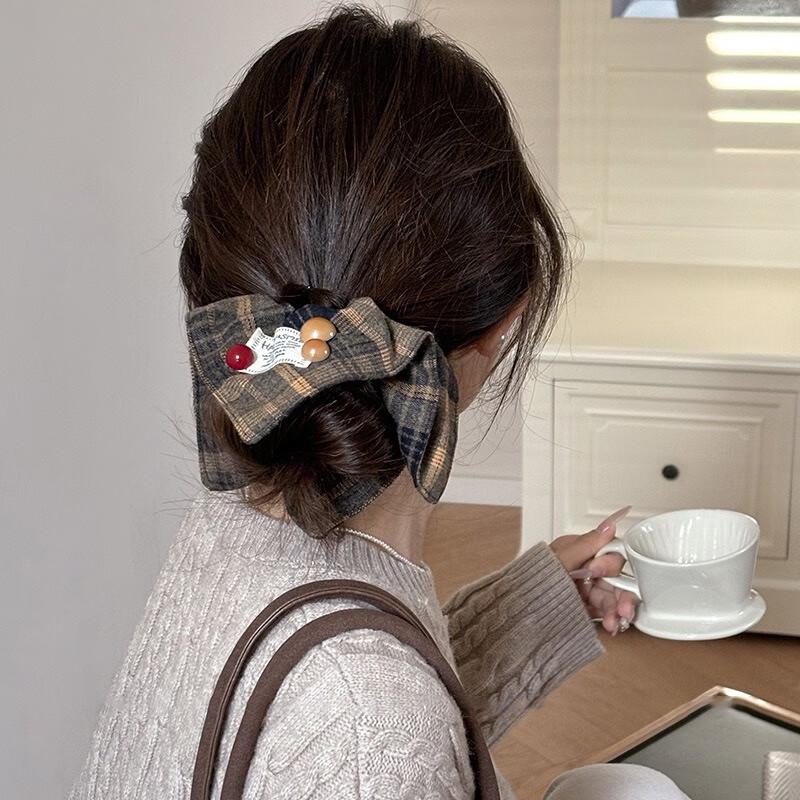 Женская клетчатая резинка-скранчи 4 шт.