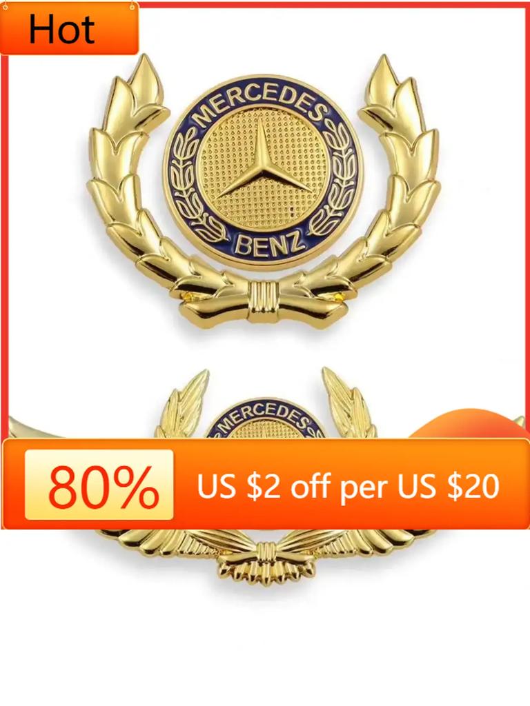 AMG W220 Für Benz Emblem mit Flügeln Stern Haubenabzeichen Gold Autohaube Vorne Chrom Logo Luxuriös Verchromt für Mercedes Benz Haube wi