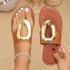 Fashion Women Slippers 2025 Summer New Fashion Luxury Slippers Fashion Outdoor Flat Shoes Women Beach Metal Sandals Female Slides Women