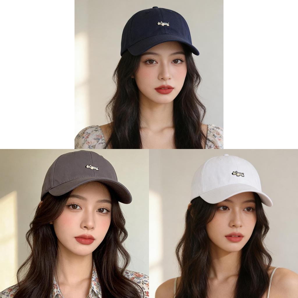 Classic Dog Embroidered Baseball Cap With Wide Brim For Sun Protection And Casual Wear