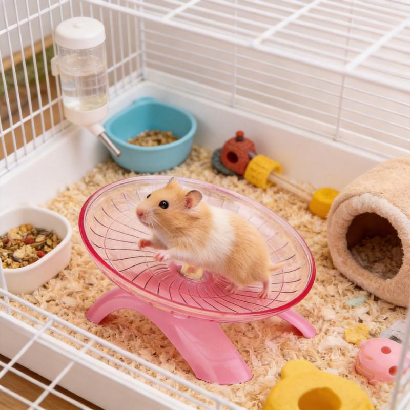 Silent Hamster Flying Saucer Wheel Quiet Exercise Runner for Syrian Hamsters Hedgehogs Squirrels - Stable Stand Non-Slip Toy