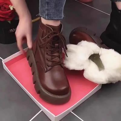 Stivali da neve da donna invernali in cotone caldo più velluto stivaletti spessi di mezza età e anziani scarpe di cotone calde