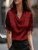 2026 Neuer Stil Elegantes und Einfaches Drapierter Kragen Hemdkragen Damen Kurzarm Top