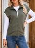 Women's Autumn Turn-Down Collar Zipper Sleeveless Waffle Pocket Oversized Sweatshirt