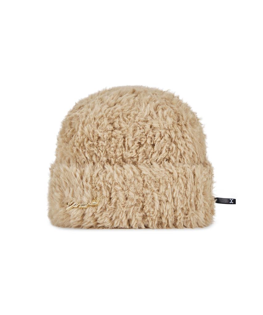 Bajal Safety Pin Fur Beanie Beige