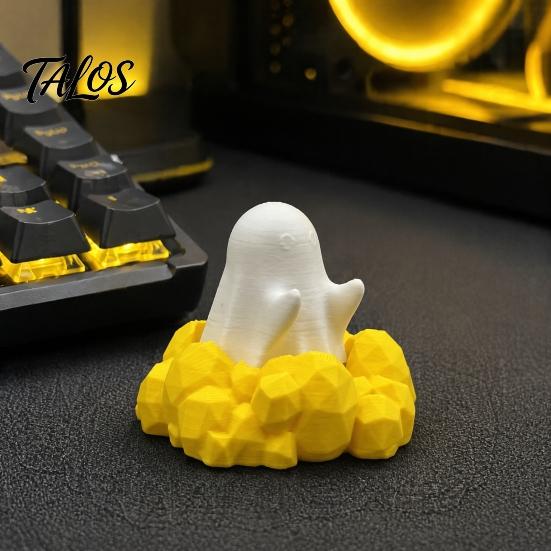 Desktop Decompression Ornament 3D Printed Cute Ghost Fidget Clicker Toy, Halloween Stress Kawaii Desk Organizer Relief Pen Holder, Novelty Gift