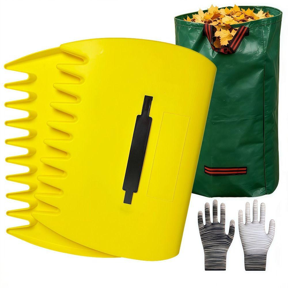 Hand Held Leaf Scoops Hand Rakes Portable Lightweight Leaf Rake Plastic Adjustable Handle Outdoor Leaf Trap Garden Hand Tools