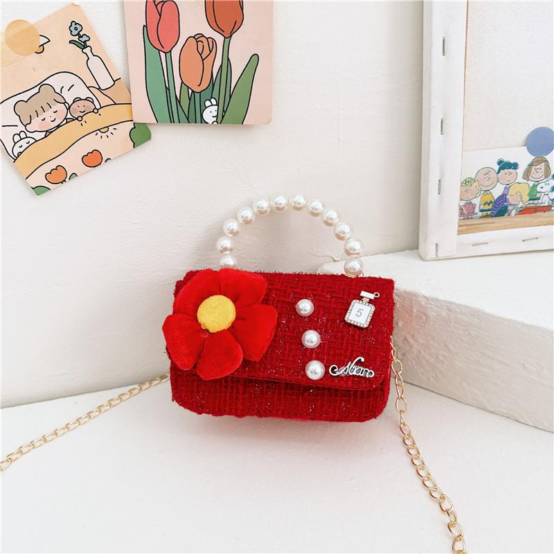 Eyecatching Kids Crossbody Bag Bright Red Pearl Princess Bag With Durable Antitheft Features