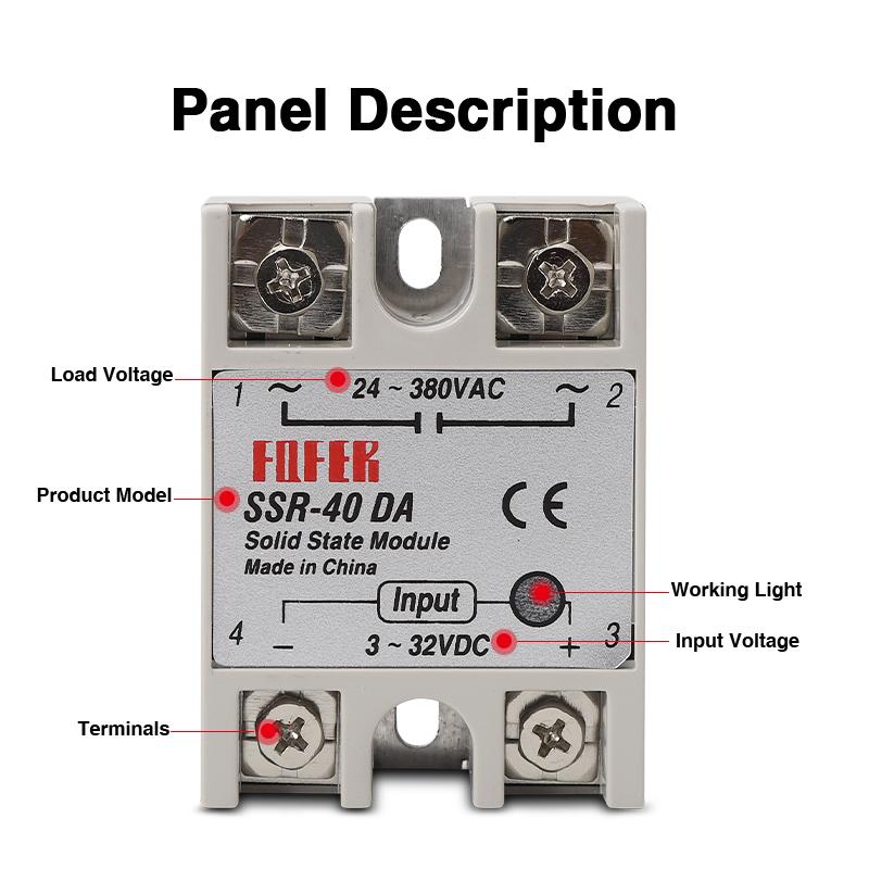 10A SSR 25A Solid State Relay 40A Output 3-32VDC 24-480VAC 220V Single Phase DC TO AC 40A Relay SSR HeatSink SSR 40DA Relays 5