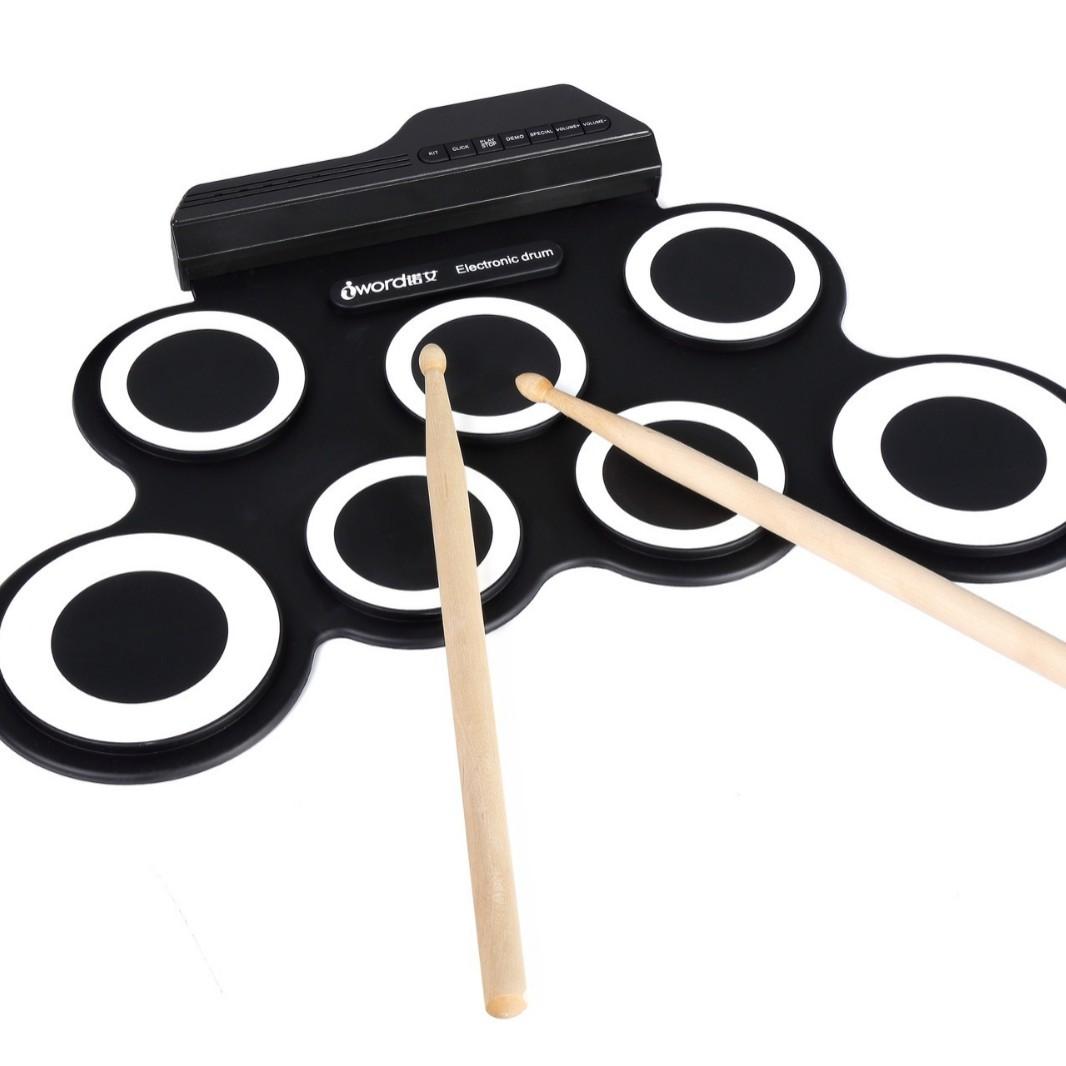 

Foldable USB Electronic Silicone Drum Pad Kit - 7 Pads with Sticks and Pedal C