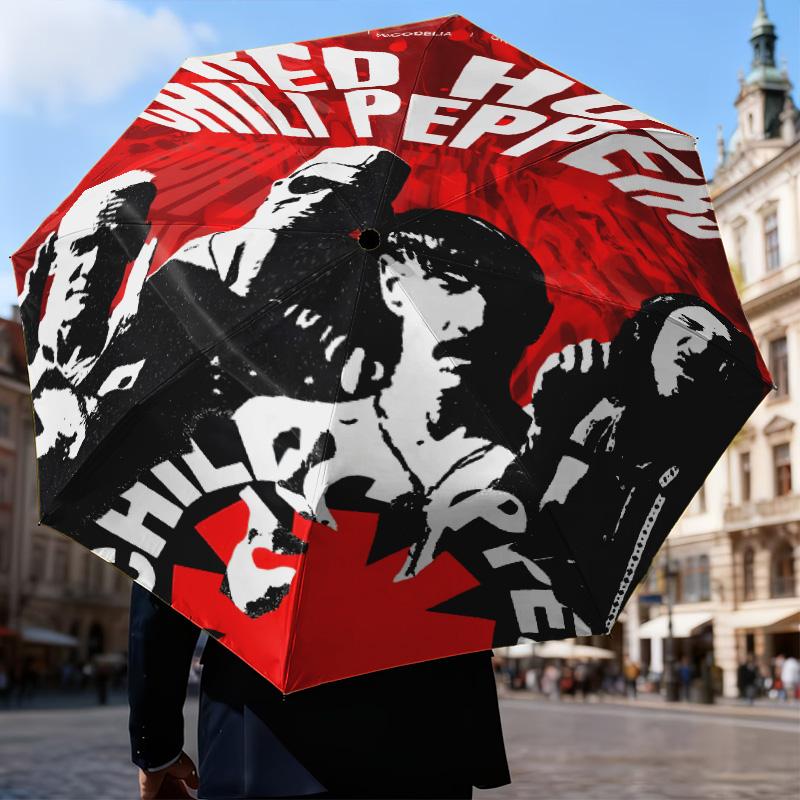 1PC Hot Chili Music Umbrella Folding Umbrella, Automatic Umbrella 8-Frame for Travel, Casual Lightweight Birthday Christmas gift