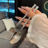 French Style Cutlery 304 Stainless Steel Hammered Texture Tableware Non-Slip Handle Small Waist Design Serrated Knife Sharp Fork Spoon