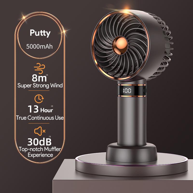 5000mAh Air Conditioner Fan Handheld Mini Fan USB Hand Hold Small Pocket Fan with Data Disply Table Stand Home Portable Fan