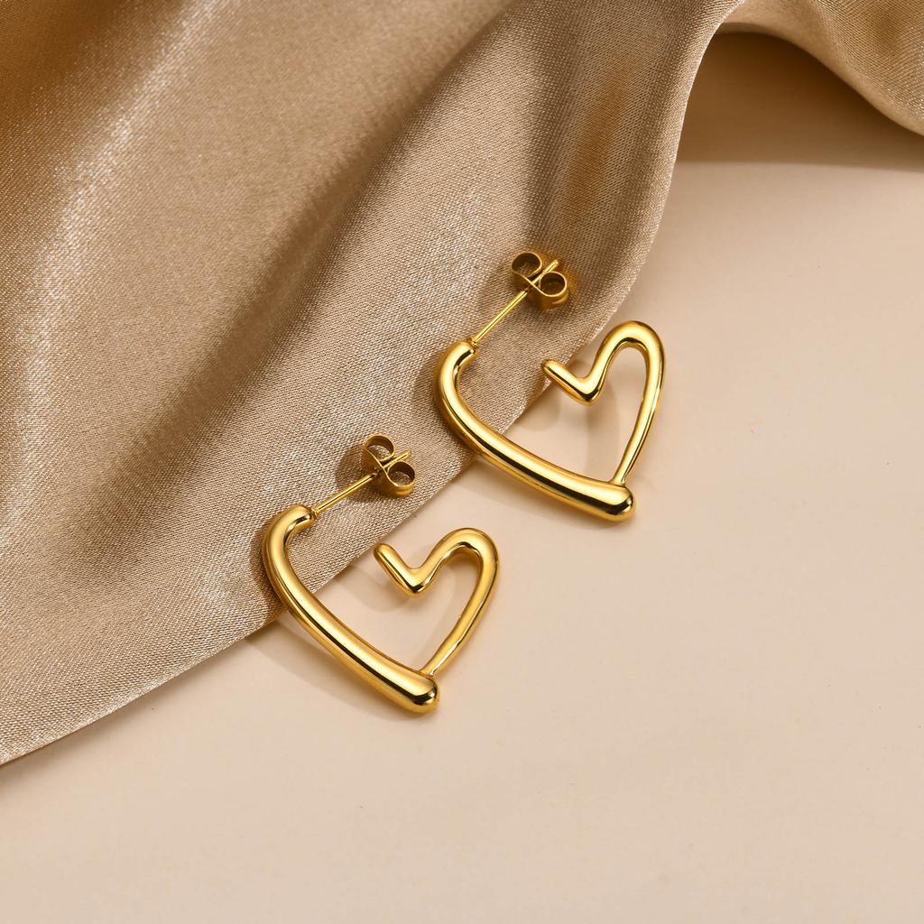Chic Heart Earring, Stainless Steel Hoop Earring for Women Girls Hypoallergenic Jewelry