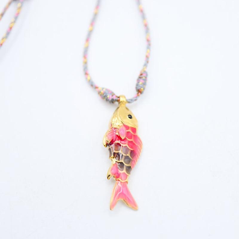 Hot Selling Popular Color Rope Necklace Ocean Small Fish Stainless Steel Pendant High Quality Color Necklace Fashion Items