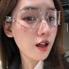 Modische Strassbrille für Damen und Herren, übergroße Katzenaugenbrille, Metall, übergroßer ovaler Rahmen, Vintage-Bling-Partybrille