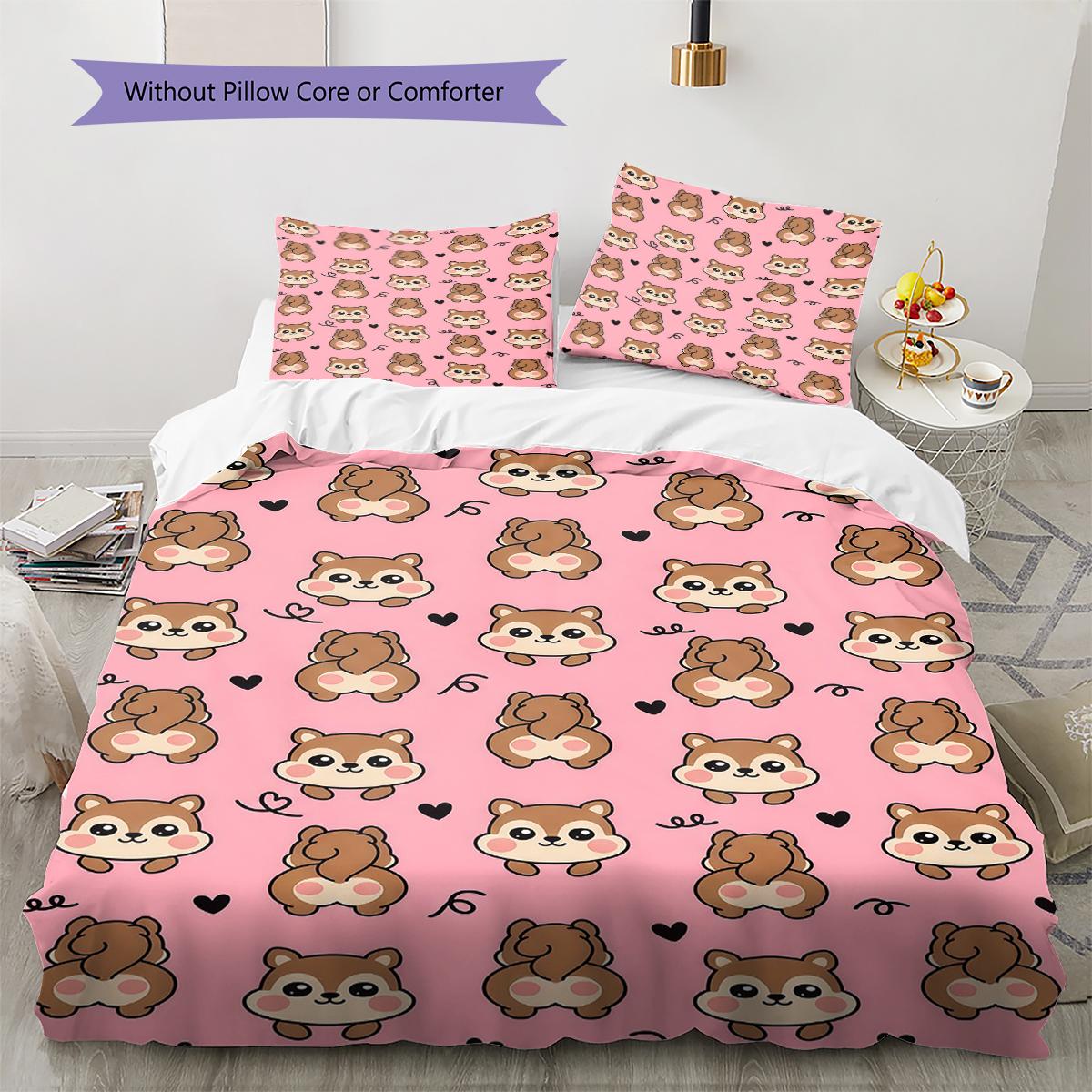

Pink Cartoon Art Pattern Bedding,Quilt Set Quilt Cover Pillowcase Home Birthday Gift (1 * duvet cover + 2 * pillowcase, without core) 135x200cm