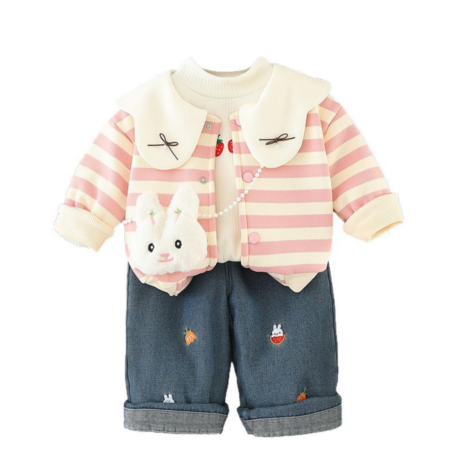 

Детский повседневный комплект с длинным рукавом, удобные наряды для повседневной носки 80 розовый