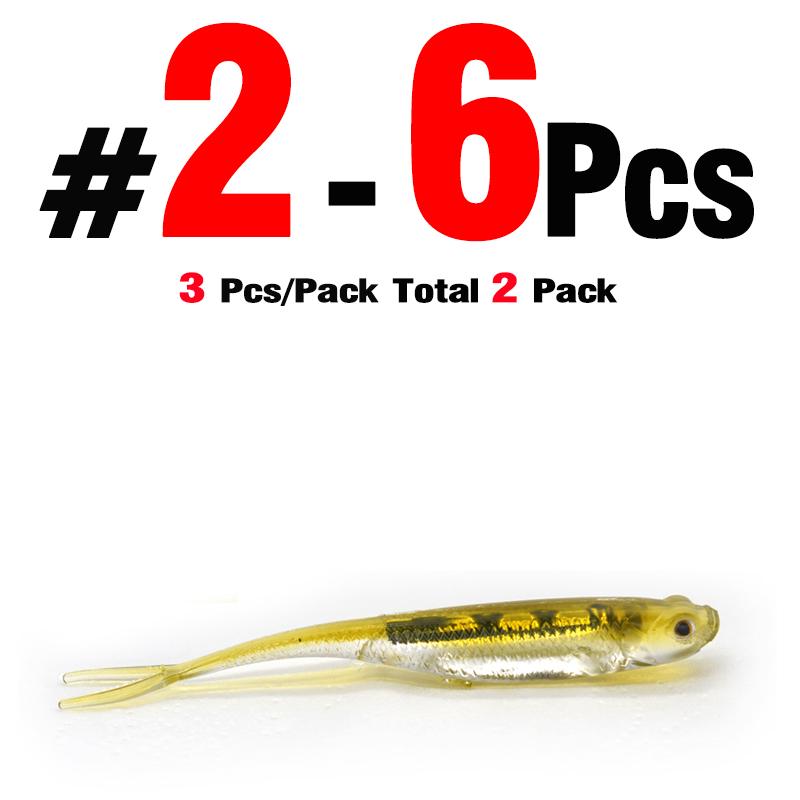 MNFT 6Pcs Fishing Worm Soft Silicone Swimbaits Lure Paddle Tail Shad Minnow Paddle 7.5cm 1.8g  Paddle Tail Swim Bait