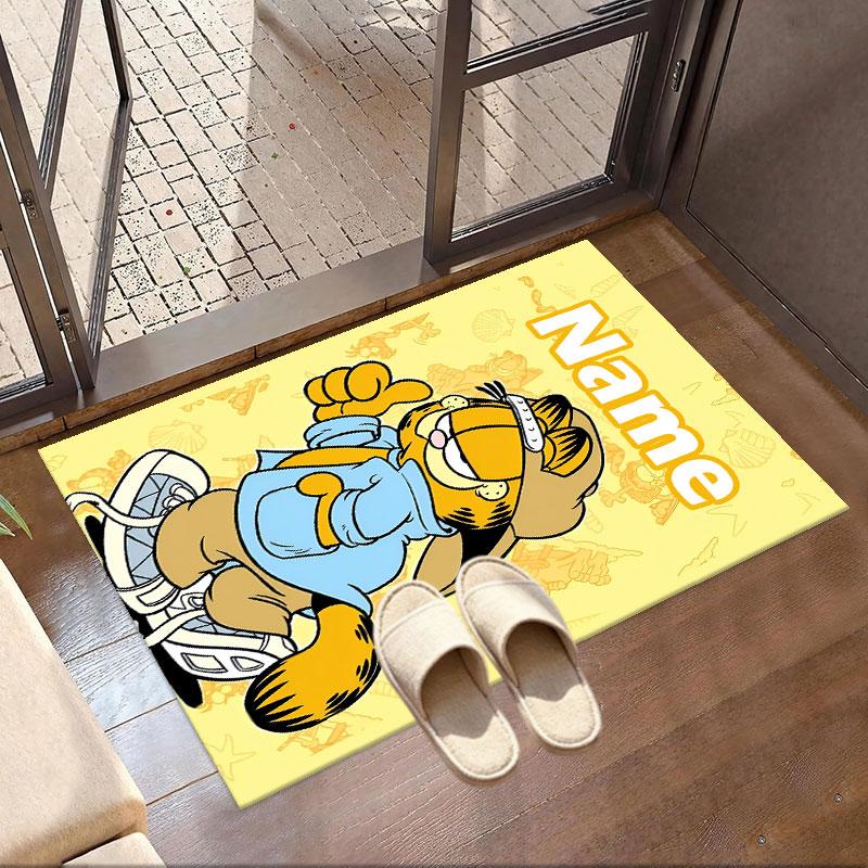 Custom Name Personalized Garfield Print Carpet, Versatile Home Decor Rug, for Playroom, Apartment, Balcony, Entryway, Hallway Gift