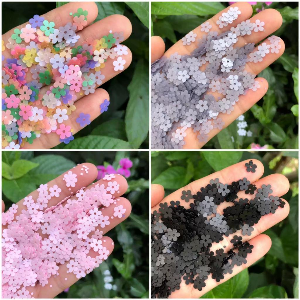 50g 5mm 7mm Matte Five Petal Sequins Flower Flat Sequins Loose Glitter Paillettes Handcraft Sparkle Loosen Sequins