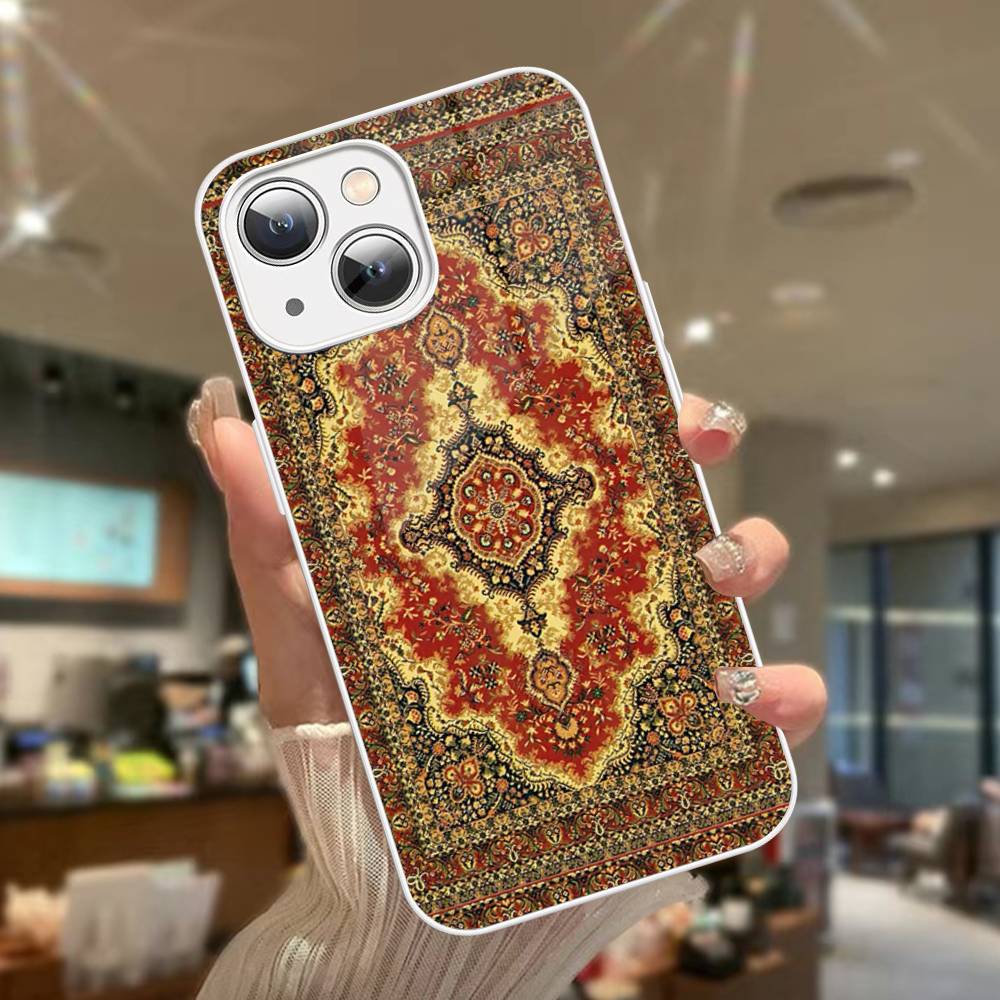 

Persian Carpet Floral Art Tempered Glass For Iphone 14 13 12 11 Pro Mini XS MAX 14Plus X XS XR Fundas iphone 11 pro