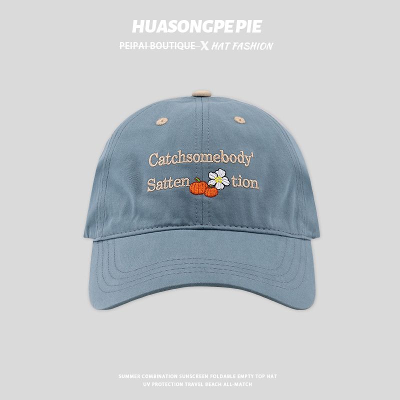 

K-style Letters Embroidered Peaked Cap Women s Spring and Summer Soft Top Couple Sun Hat Campus All-Match Face-Looking Small Baseball Cap Men C3734 Blue Adjustable