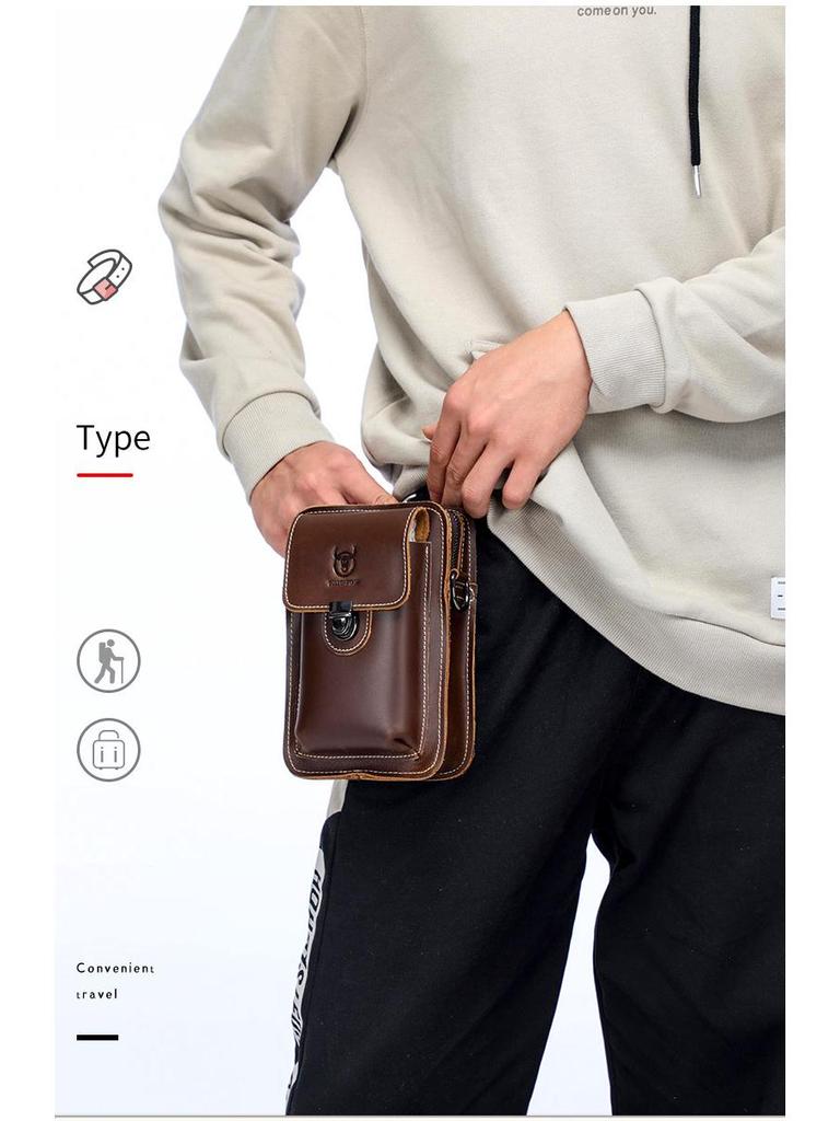 Τσάντα Χιαστί & Μέσης Πολλαπλών Χρήσεων από Δέρμα Αγελάδας Crazy Horse για Κινητό Τηλέφωνο