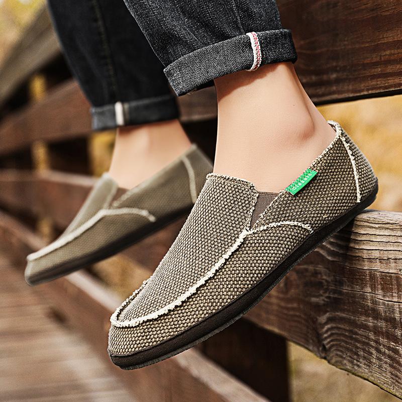 

2025 casual shoes men s spring lightweight canvas one-pedal men s shoes large size glove shoes are now Shoes 39 чорний колір сірий