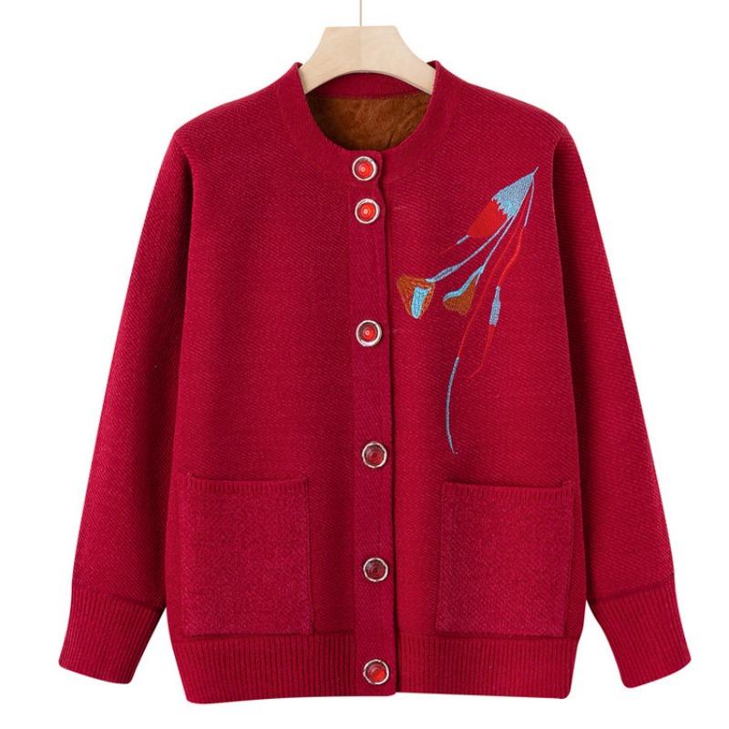 Medium-sized elderly autumn clothing female mother clothes new elderly sweater spring and autumn grandma jacket top