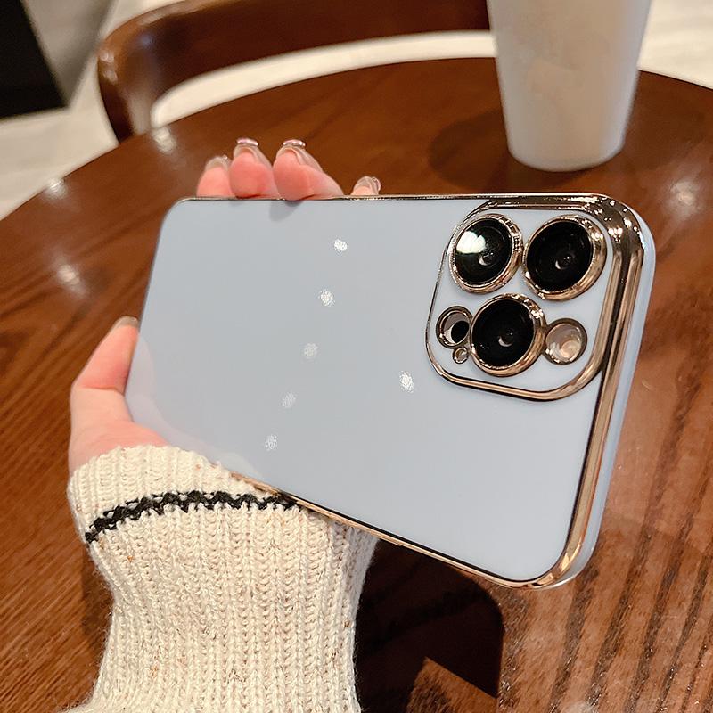 Luxury Electroplated Color Phone Case For Iphone 11 12 13 Pro Max Xs Xr Max 7 8 Plus Soft Lens Protection Silicone Back Cover