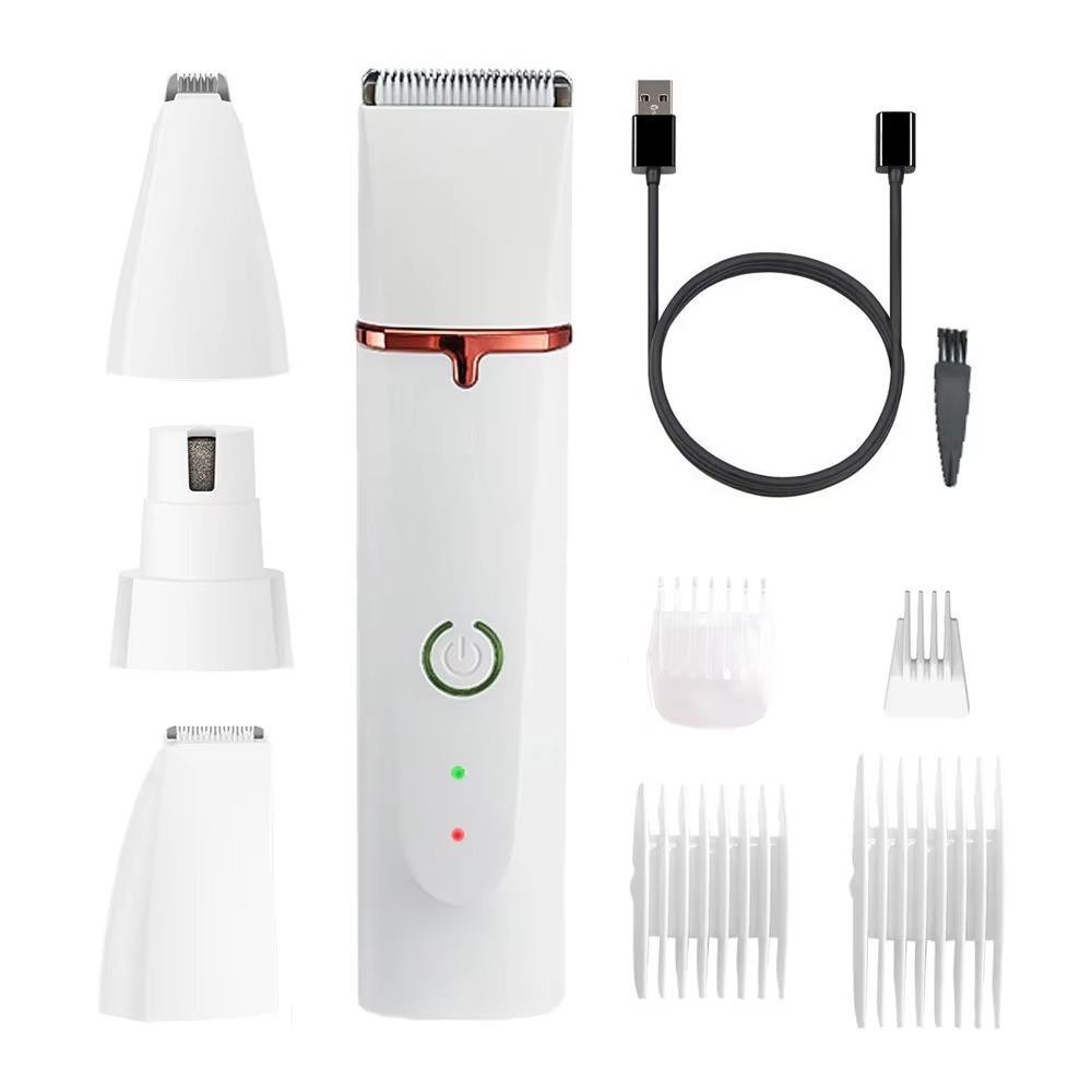 

USB Rechargeable Pet Hair Trimmer Hair Cutter Paw Nail Grinder Replaceable Dog Hair Trimmer Cat білий