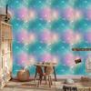 Watercolor Galaxy Wallpaper Turquoise, Blue and Violet 50x1000