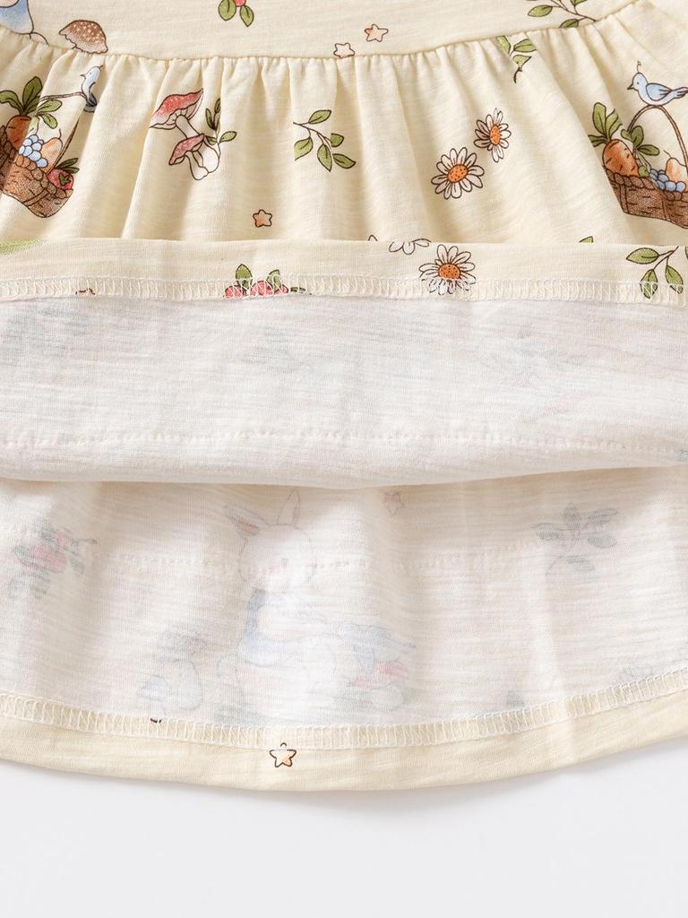 Girls' Summer Floral Cotton Princess Dress - Short-Sleeved Fashionable Outfit