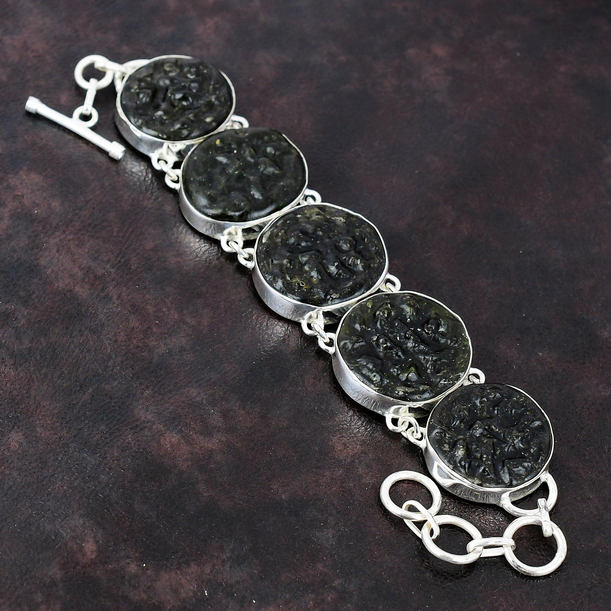 

Молдавитовый браслет Ювелирные изделия из драгоценных камней Браслет из стерлингового серебра 925 пробы Браслет ручной работы Регулируемый браслет-цепочка Подарок для него Ювелирные изделия из камня по рождению Adjustable